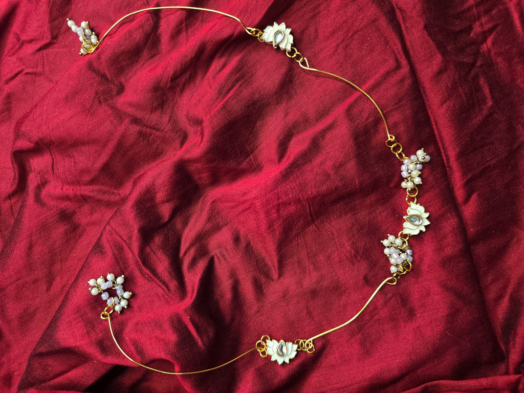 Handcrafted White Enamel Lotus Invisible Chain Necklace – Lavender Edition