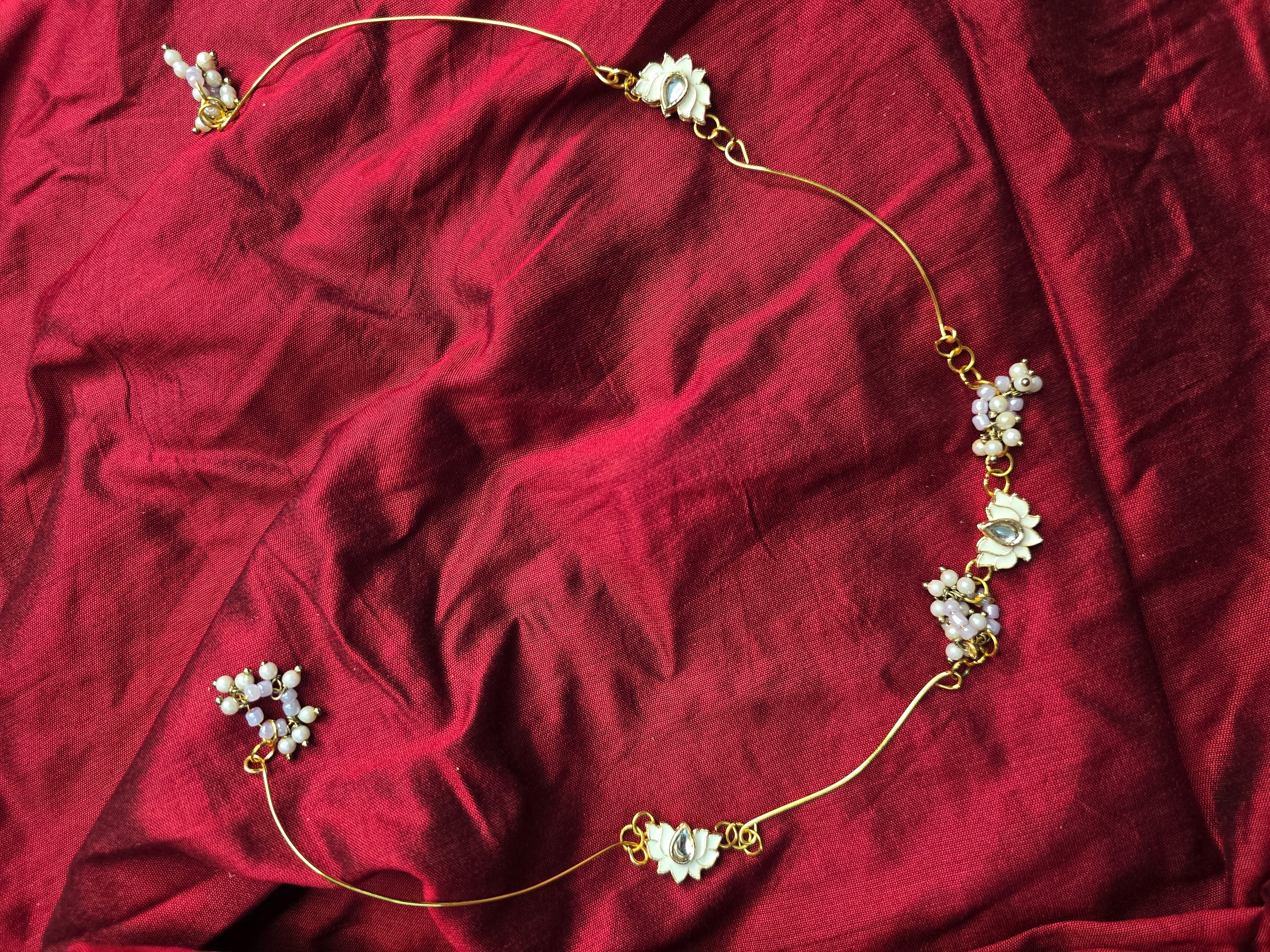 Handcrafted White Enamel Lotus Invisible Chain Necklace – Lavender Edition