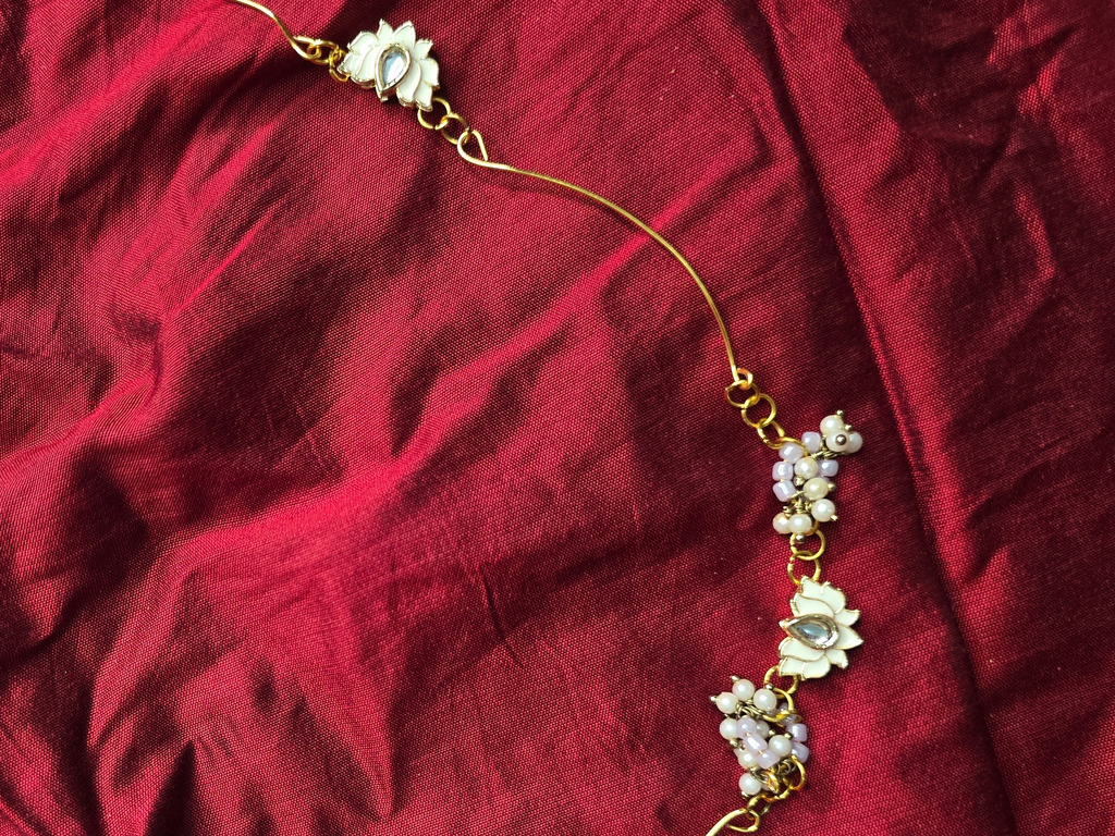 Handcrafted White Enamel Lotus Invisible Chain Necklace – Lavender Edition