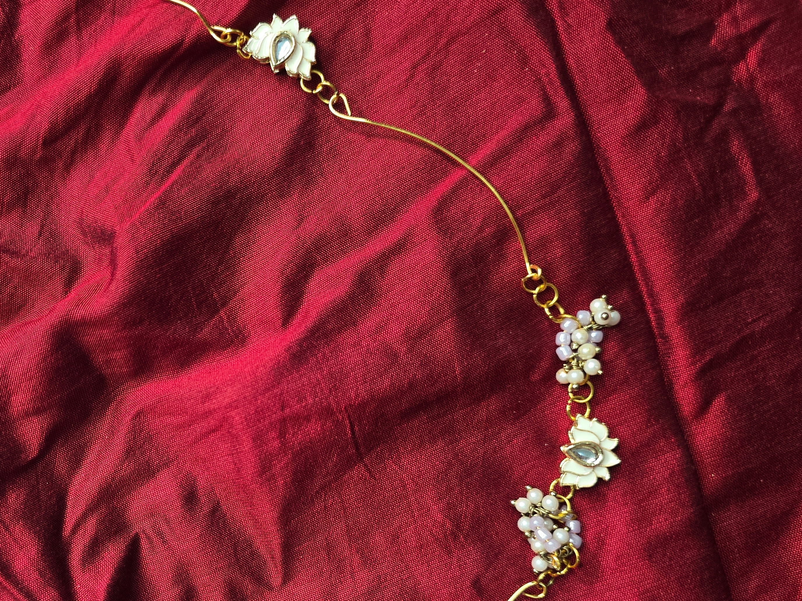 Handcrafted White Enamel Lotus Invisible Chain Necklace – Lavender Edition