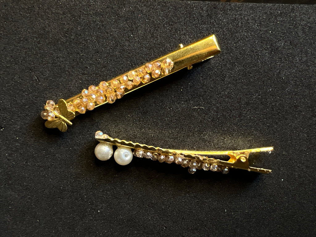 Golden Beads & Charms Hairclips