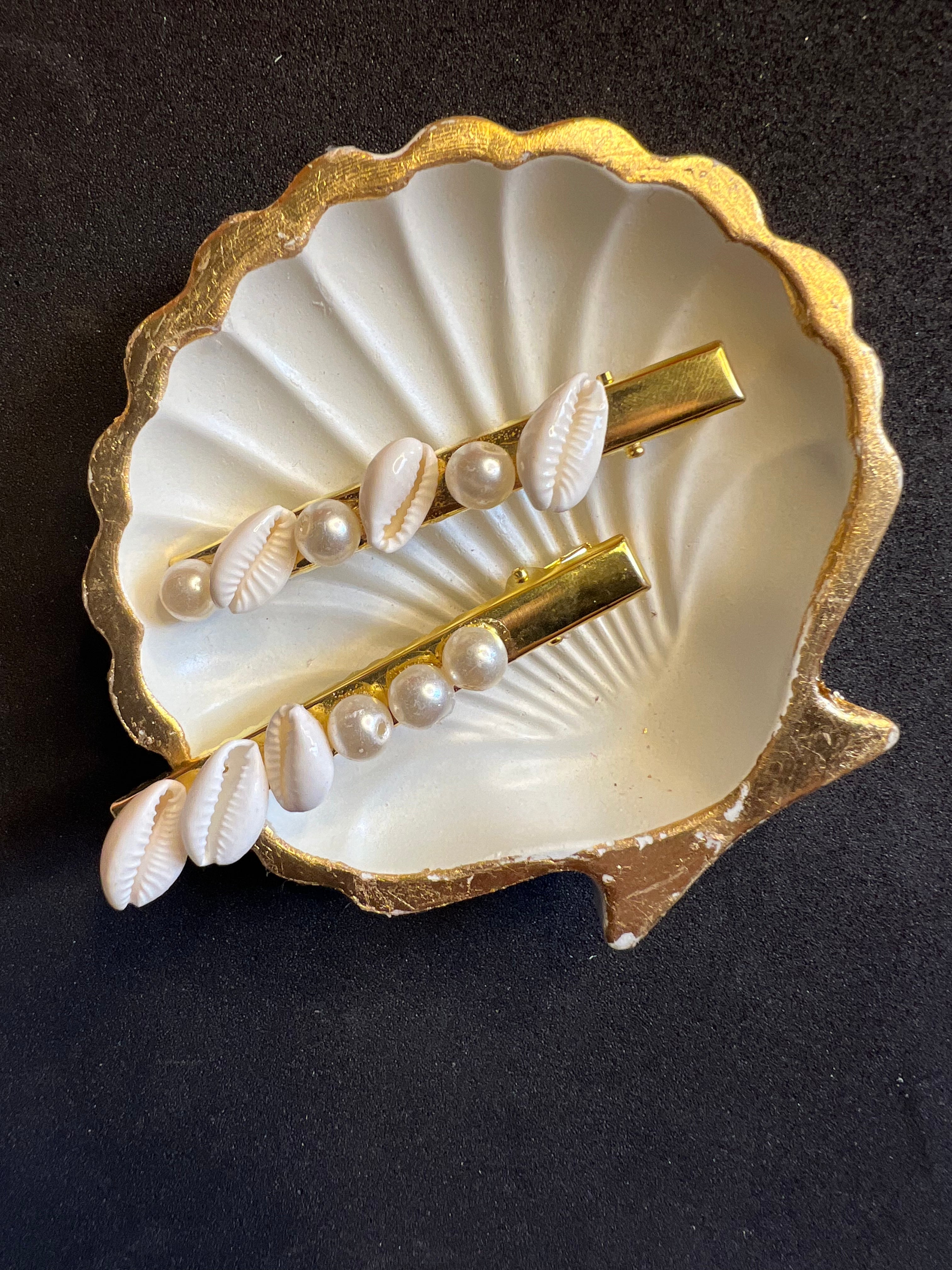 Tidal Pearl and Shell Hairclips
