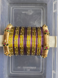 Royal Magenta & Antique Gold Bangle Set