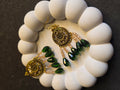 Vintage Gold & Emerald Green Chandelier Earrings