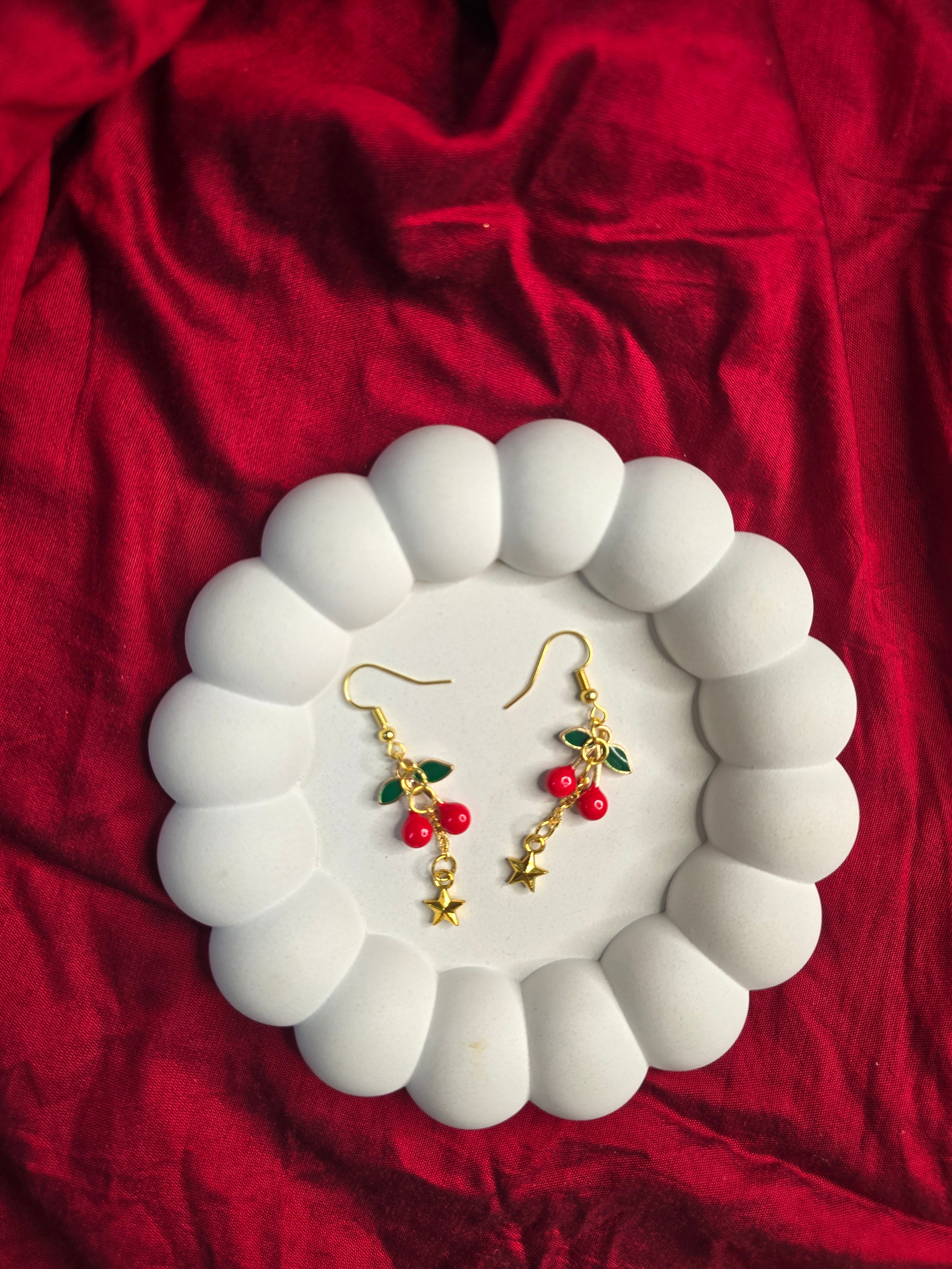 Sweet Cherry Star Drop Earrings