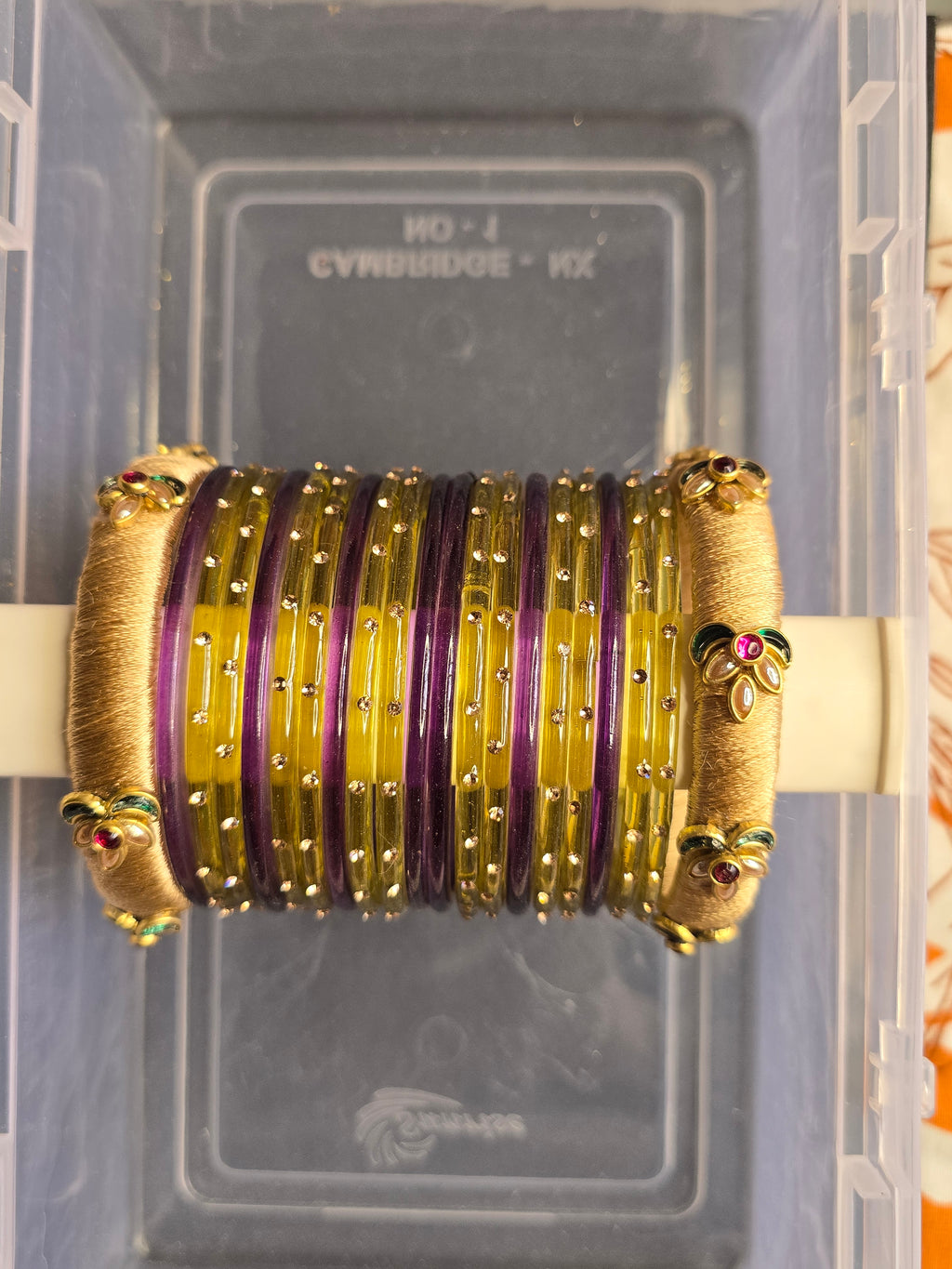 Royal Magenta & Antique Gold Bangle Set