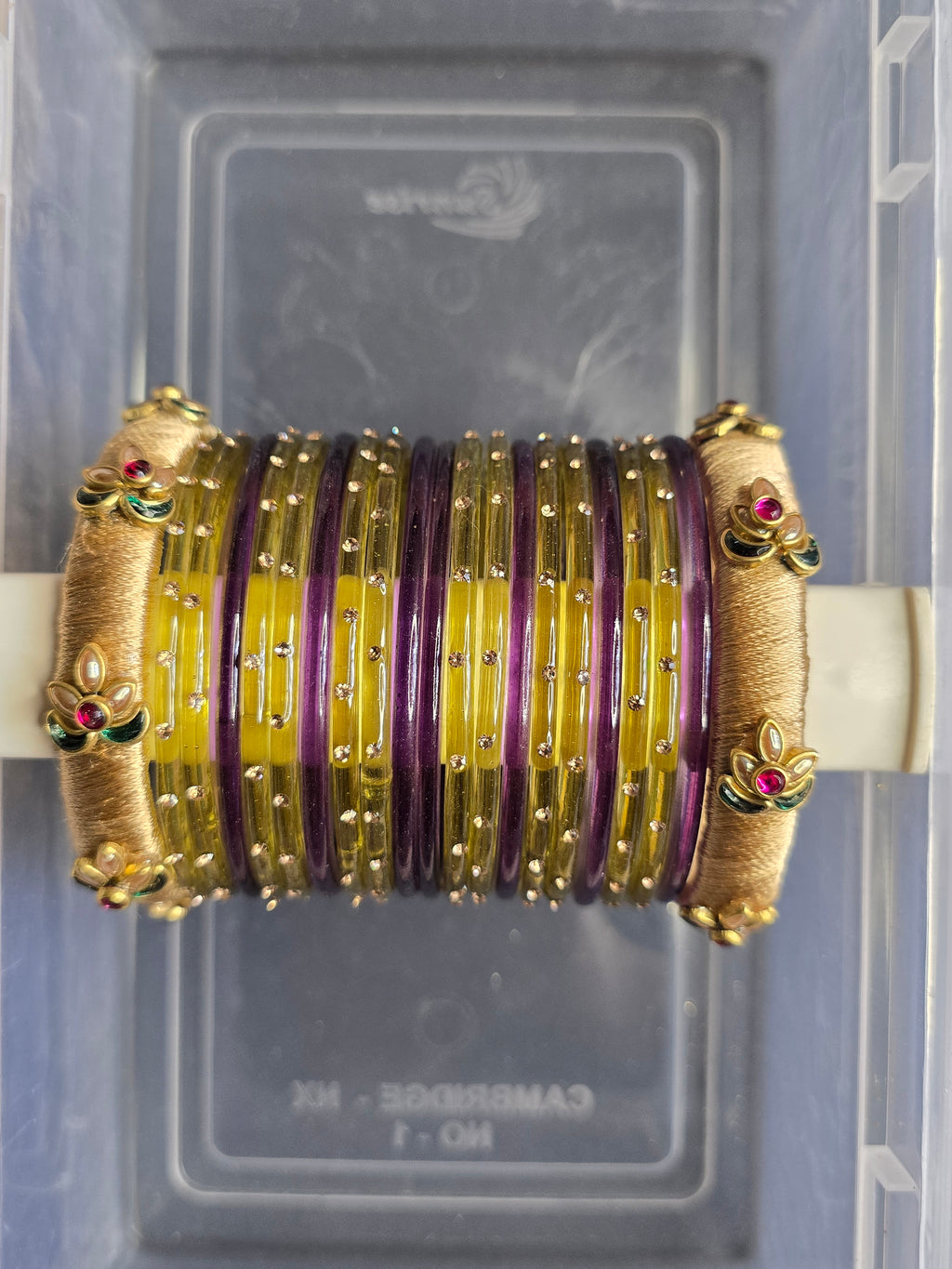 Royal Magenta & Antique Gold Bangle Set