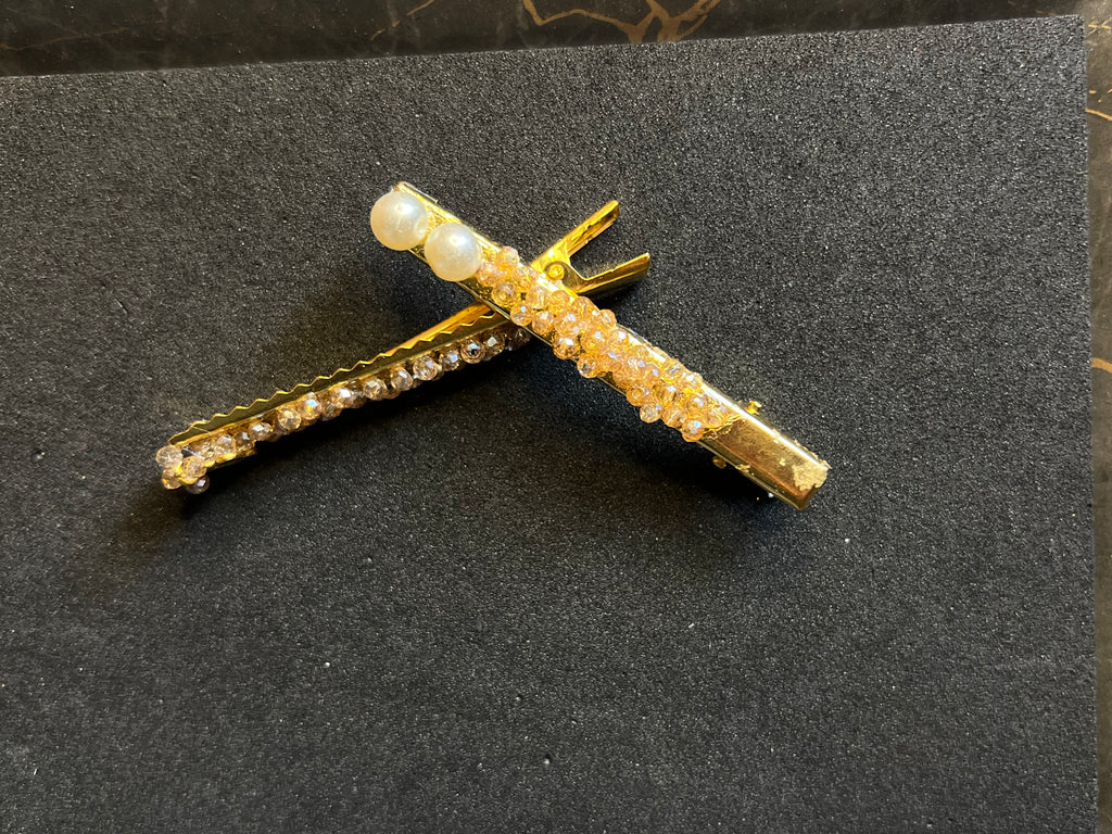 Golden Beads & Charms Hairclips