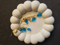Gold Chain & Ocean Blue Teardrop Dangle Earrings