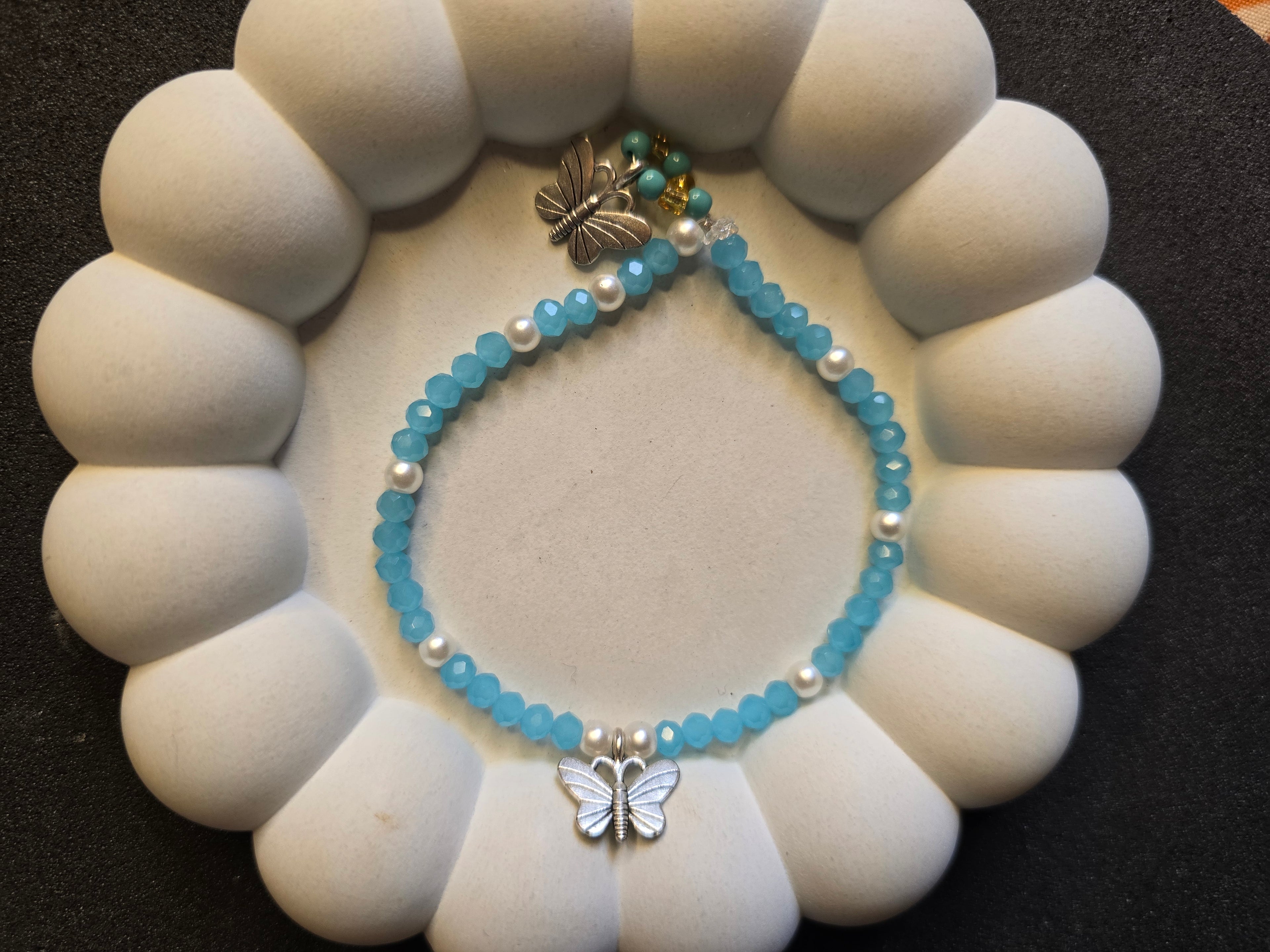 Sky Blue Butterfly Magic Beaded Bracelet