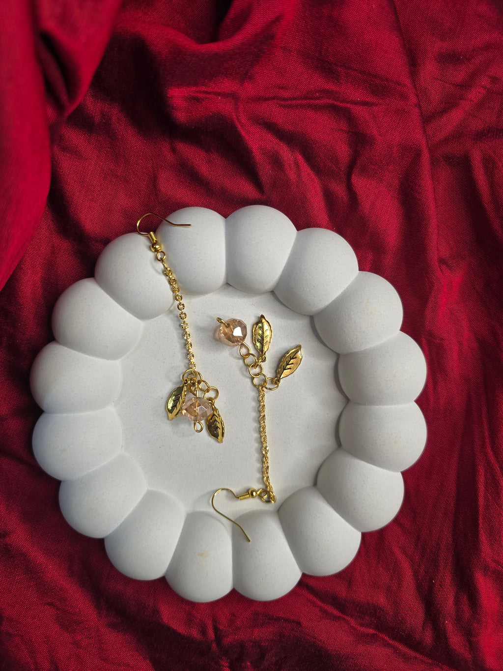 The Golden Hour Leaf & Crystal Drop Earrings